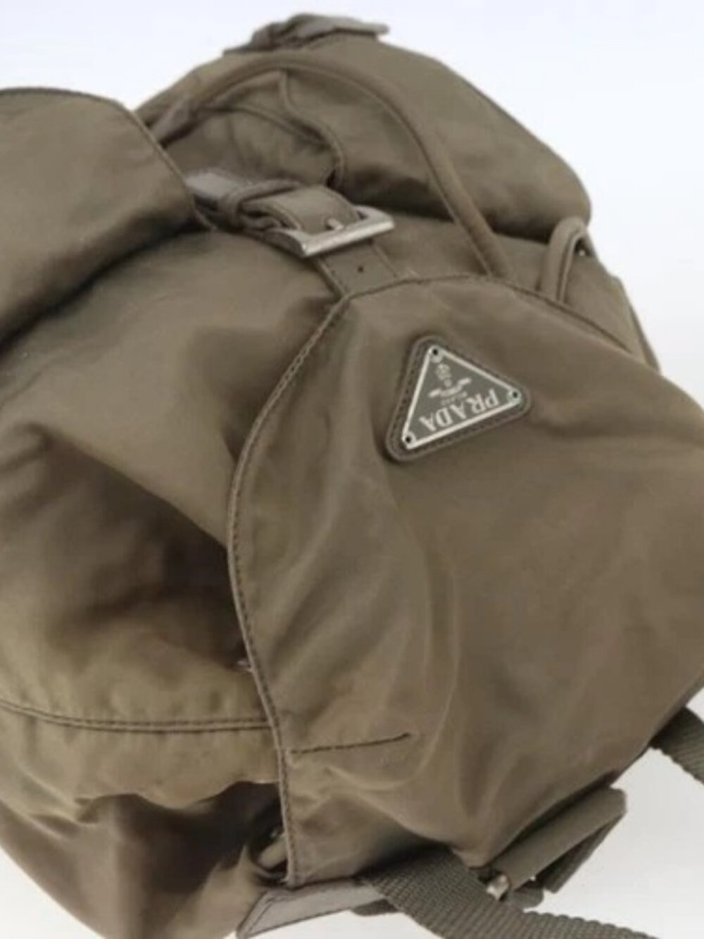 PRADA Backpack Nylon Khaki Silver Auth 163902 - Picture 5 of 16